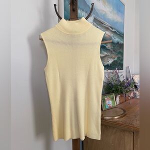 Butter yellow Sleeveless Ribbed Knit turtleneck Top, size medium